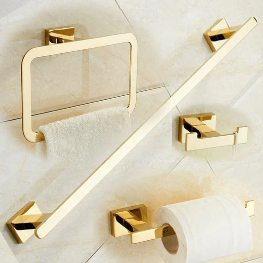 Conjunto de Acessórios de Banheiro Luxuoso Banhado a Ouro