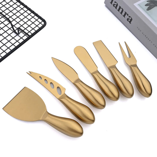 Conjunto De Faca De Queijo De Aço Inoxidável, Mini Faca De Manteiga, Espátula Fosco 6Pcs