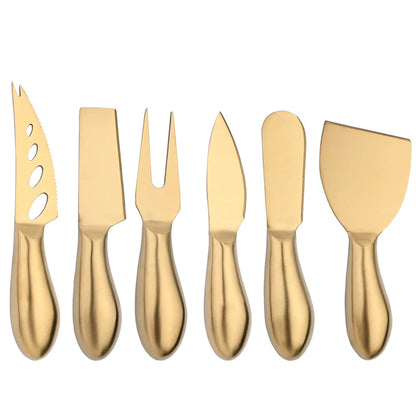 Conjunto De Faca De Queijo De Aço Inoxidável, Mini Faca De Manteiga, Espátula Fosco 6Pcs