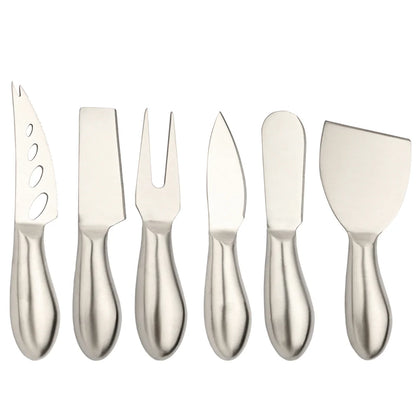 Conjunto De Faca De Queijo De Aço Inoxidável, Mini Faca De Manteiga, Espátula Fosco 6Pcs