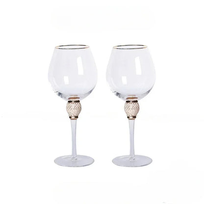 Taças de Cristal Luxo com Borda Dourada e Acabamento Diamante