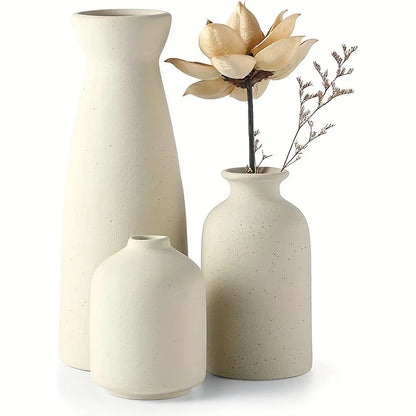 Conjunto de Vasos Cerâmicos Elegantes para Decoração - 3 Peças