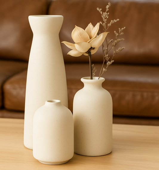 Conjunto de Vasos Cerâmicos Elegantes para Decoração - 3 Peças