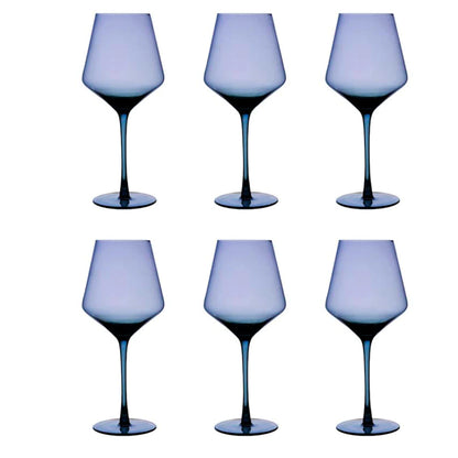 Conjunto com 6 Taças de Cristal Azul 595ml – Design Moderno e Luxo Premium