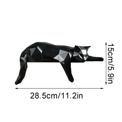 Estátua de Gato Branco / Preto Geométrica - Macasishop