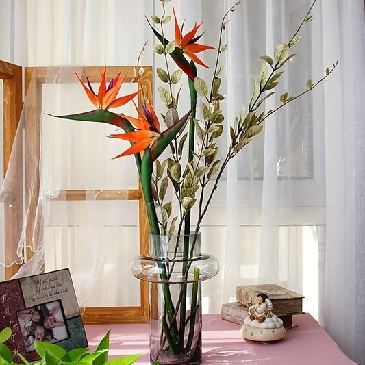 Artificial Bird of Paradise Flores, Strelitzia Borracha, Long Stem, adequado para DIY, Home Party, Decoração Tema, 24,5 polegadas, 3PCs