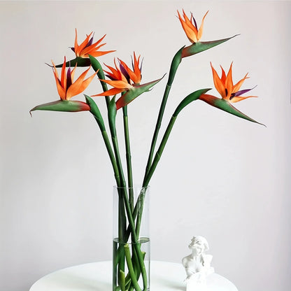 Artificial Bird of Paradise Flores, Strelitzia Borracha, Long Stem, adequado para DIY, Home Party, Decoração Tema, 24,5 polegadas, 3PCs