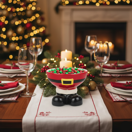 Fruteira Natalina Papai Noel em Cerâmica 15cm