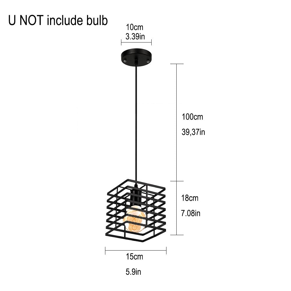 Retro Industrial Pendant Light Nordic Black Metal Cage Lighting Fixtures Iron Loft Cage Kitchen Vintage Adjustable Hanging Lamps