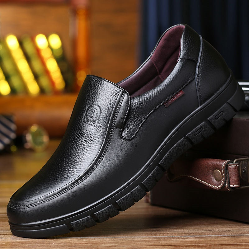 2023 Men's Genuine Leather Shoes 38-46 Head Leather Soft Anti-slip Rubber Loafers Shoes Man Casual Real Leather Shoes