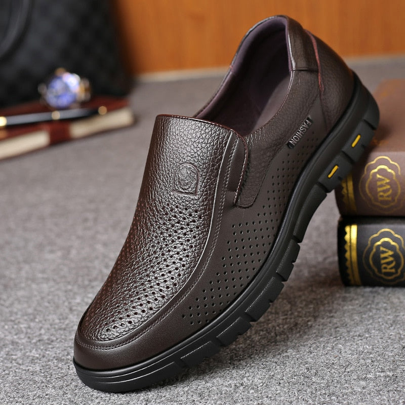 2023 Men's Genuine Leather Shoes 38-46 Head Leather Soft Anti-slip Rubber Loafers Shoes Man Casual Real Leather Shoes