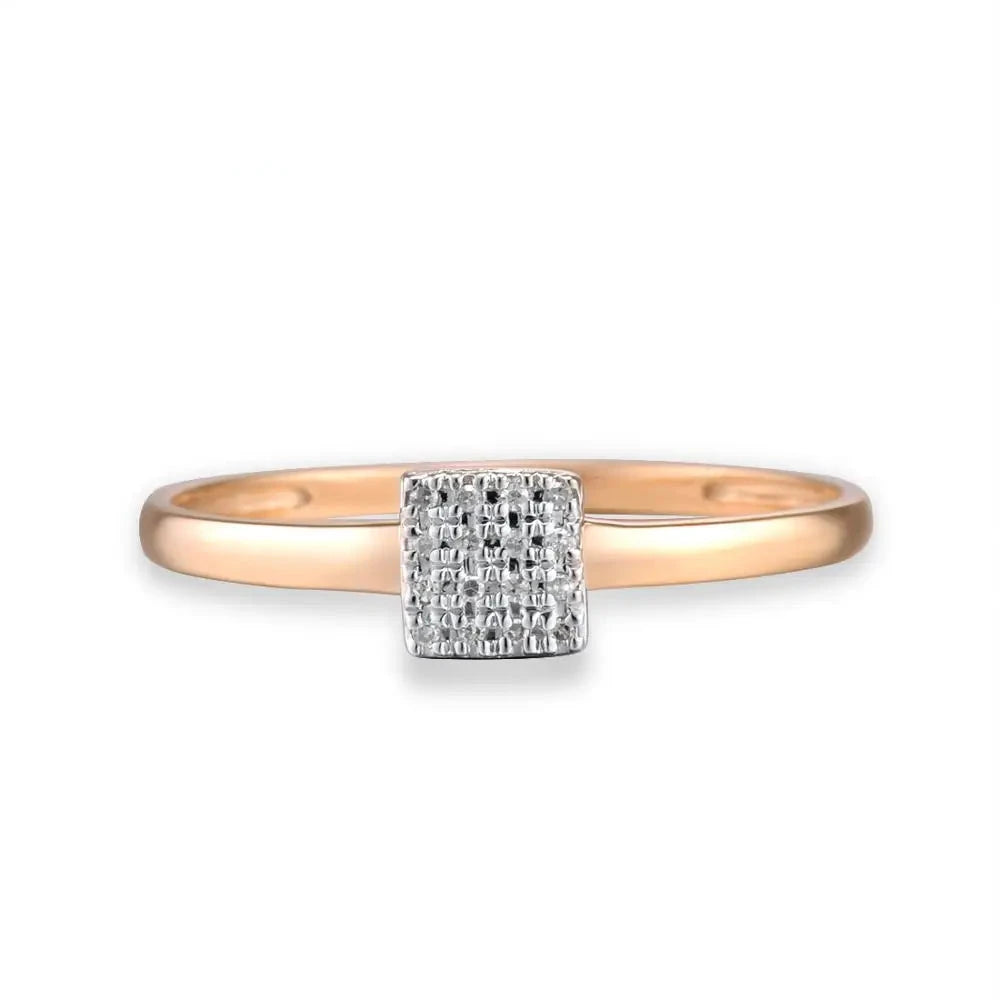 Produto Vistoso puro 14k 585 rosa ouro branco cintilante diamante delicado anel quadrado para o aniversário feminino noivado na moda jóias finas - 1