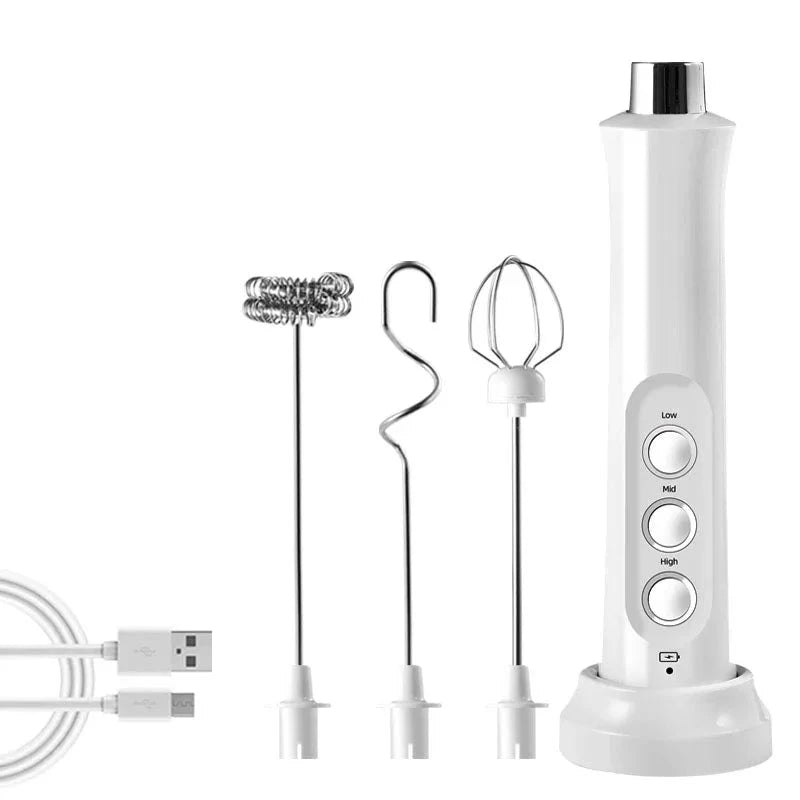 Portátil recarregável elétrica leite Frother, espuma Maker, Mixer, café bebida, espuma Wand, Handheld Foamer, alta velocidade do ovo, USB3 em 1