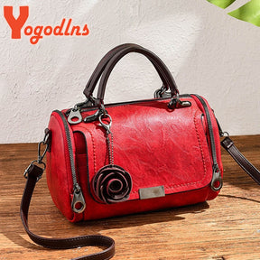 Yogodlns 2022 New flowers Pendant Handbag Women's fashion Boston bags single shoulder bag ladies crossbody bag PU messenger bag