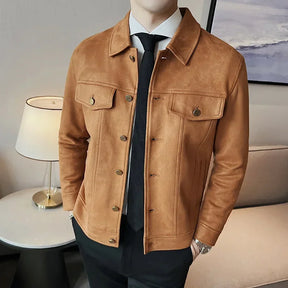Jaqueta de Couro Masculina Britânica