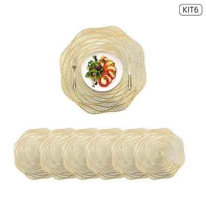 Jogo Americano Redondo Dourado Kit com 6 - Elegância Dourada