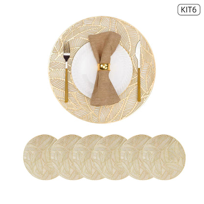 Jogo Americano Redondo Dourado Kit com 6 - Elegância Dourada