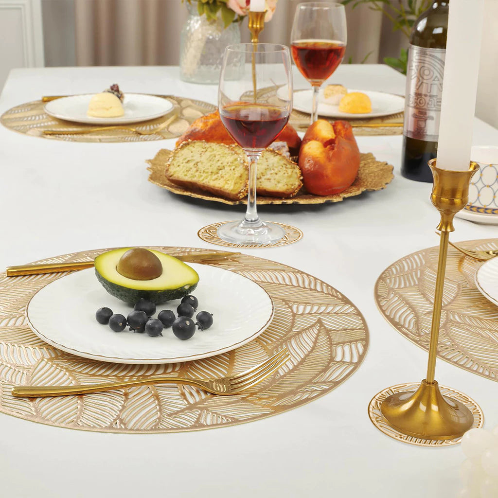 Jogo Americano Redondo Dourado Kit com 6 - Elegância Dourada