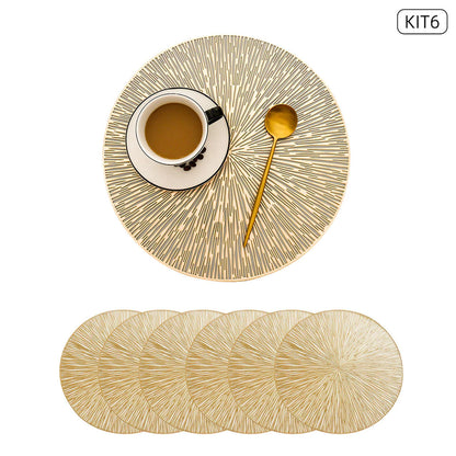 Jogo Americano Redondo Dourado Kit com 6 - Elegância Dourada