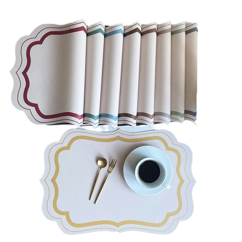 Jogo Americano de Couro Luxo retro, decoração de cozinha de luxo, comida ocidental romântica, isolamento térmico