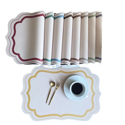 Jogo Americano de Couro Luxo retro, decoração de cozinha de luxo, comida ocidental romântica, isolamento térmico