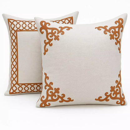 Kit 2 Capas de Almofada em Linho e Veludo Terracota