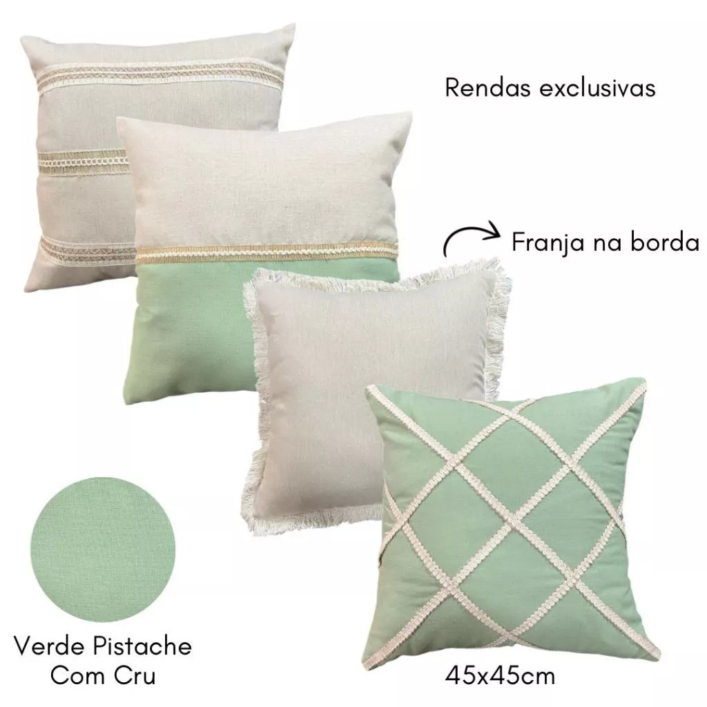 Kit 4 Capas de Almofada Boho em Linho e Algodão