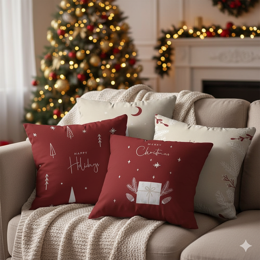 Kit com 4 Capas de Almofada Natalinas
