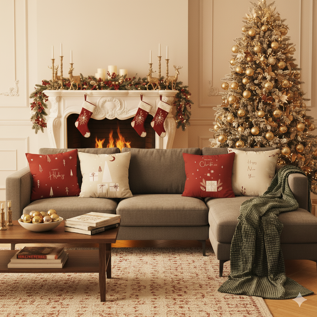 Kit com 4 Capas de Almofada Natalinas