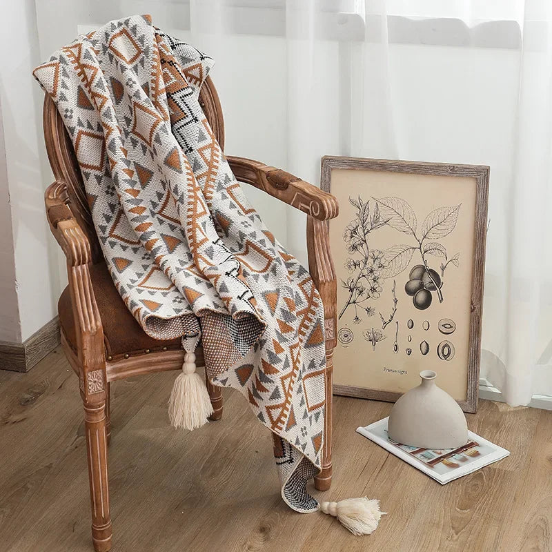 Manta Boêmia Para Sofá de Lã - Sofisticação e Conforto