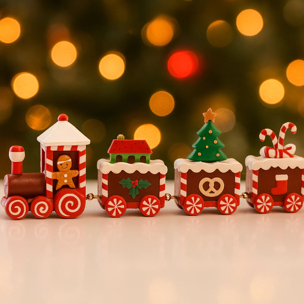 Mini Trem Natalino Decorativo com Vagões – Enfeite de Natal