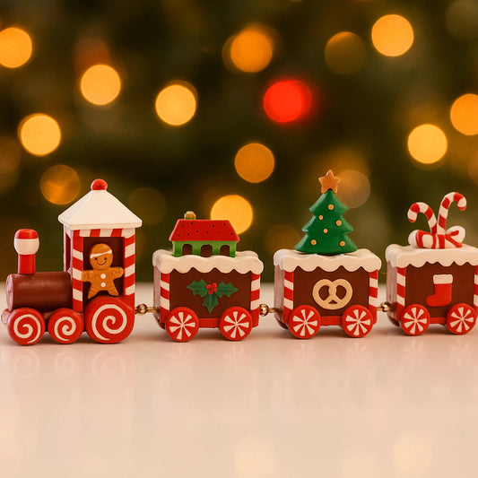 Mini Trem Natalino Decorativo com Vagões – Enfeite de Natal