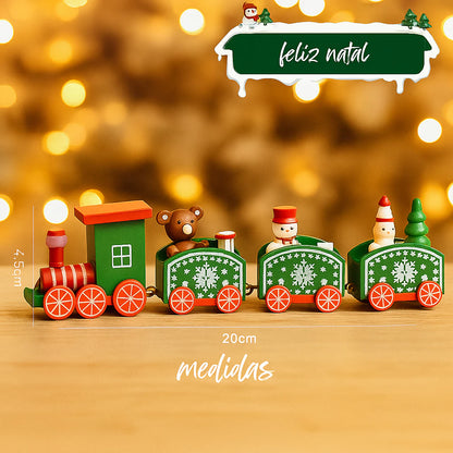 Mini Trem Natalino Decorativo com Vagões – Enfeite de Natal