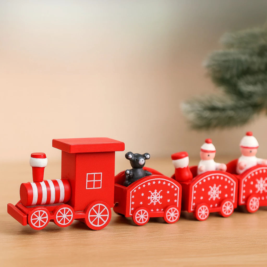 Mini Trem Natalino Decorativo com Vagões – Enfeite de Natal