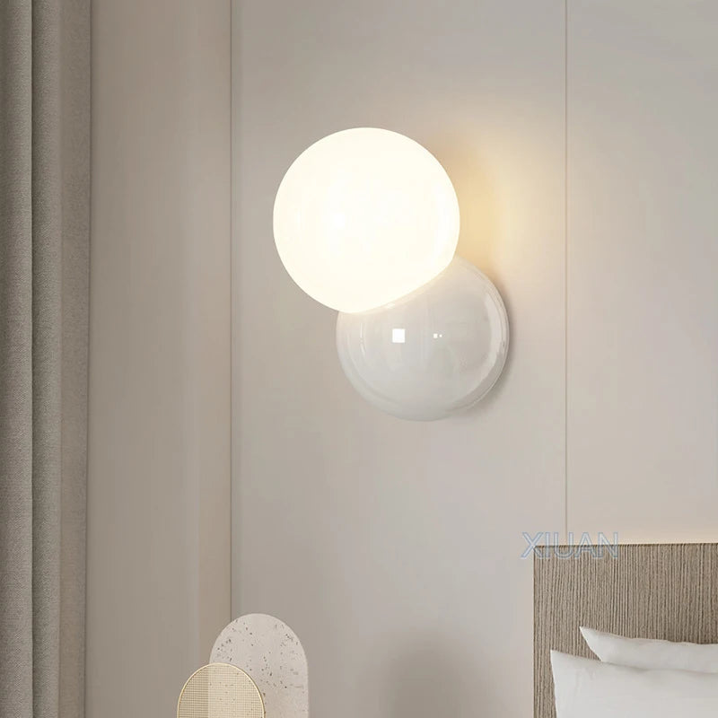 Nordic Rodada Bola Lâmpadas De Parede, Iluminação Do Quarto, Creme, Branco, Amarelo, Cabeceira Luz Da Parede, Sala De Estar, Corredor, Corredor, Hotel, Escada