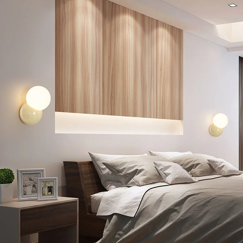 Nordic Rodada Bola Lâmpadas De Parede, Iluminação Do Quarto, Creme, Branco, Amarelo, Cabeceira Luz Da Parede, Sala De Estar, Corredor, Corredor, Hotel, Escada