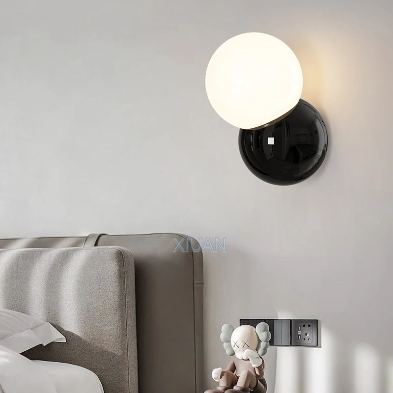 Nordic Rodada Bola Lâmpadas De Parede, Iluminação Do Quarto, Creme, Branco, Amarelo, Cabeceira Luz Da Parede, Sala De Estar, Corredor, Corredor, Hotel, Escada