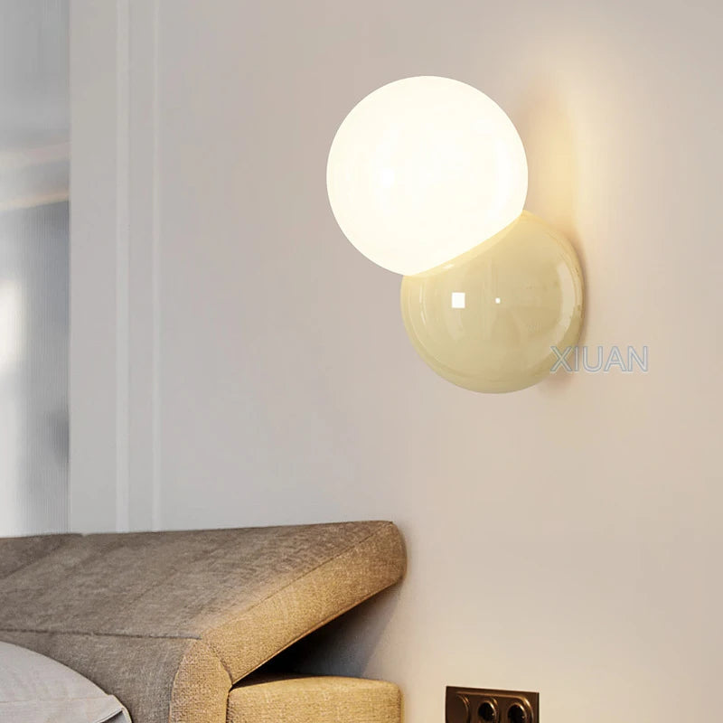 Nordic Rodada Bola Lâmpadas De Parede, Iluminação Do Quarto, Creme, Branco, Amarelo, Cabeceira Luz Da Parede, Sala De Estar, Corredor, Corredor, Hotel, Escada