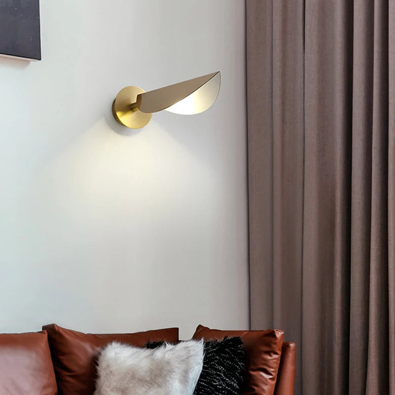 Nordic lâmpada de parede led folhas ajustável ouro iluminação para casa quarto sala de estar decoração da parede interior luz ac 85-260