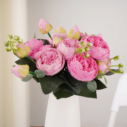 Buquê de Rosas e Peônias de Seda - Elegância Floral