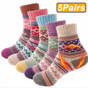 5Pairs Winter Warm Women Socks Wool Male Men Socks Super Thicker Solid Socks Merino Wool Socks Against Cold Snow Terry Socks