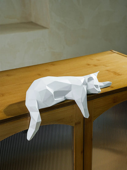 Estátua de Gato Branco / Preto Geométrica - Macasishop