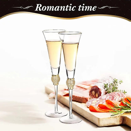 Taças de Cristal Luxo com Borda Dourada e Acabamento Diamante