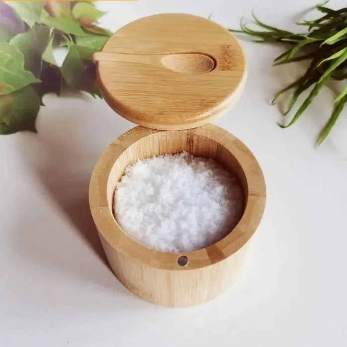 Conjunto de Potes de Bambu para Temperos com Tampa Magnética