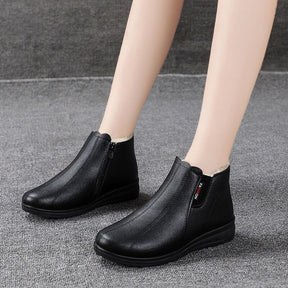 2022 Top Quality Mom Leather Ankle Boots Women Non-slip Winter Fur Snow Boots Female Wedge Oxford Sneakers Womens Winter Shoes