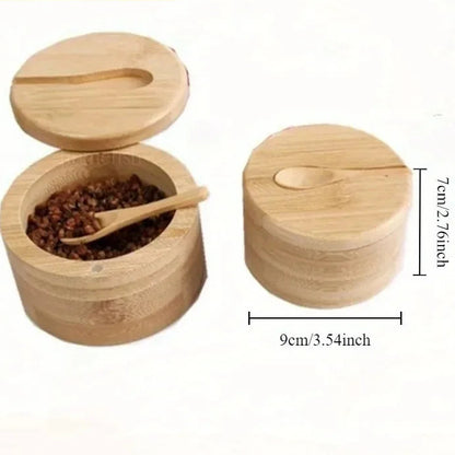 Conjunto de Potes de Bambu para Temperos com Tampa Magnética