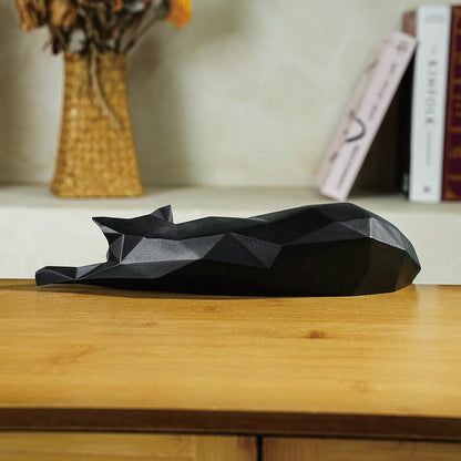 Estátua de Gato Branco / Preto Geométrica - Macasishop