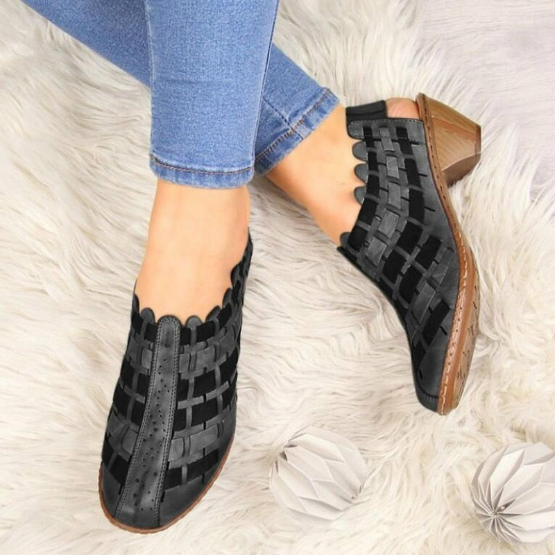 2022 Spring Fashion Women Shoes Casual Thick Heel Woven Women Shoes Outdoor Trend Belt Heel Shoes Women Zapatos De Mujer Size 43