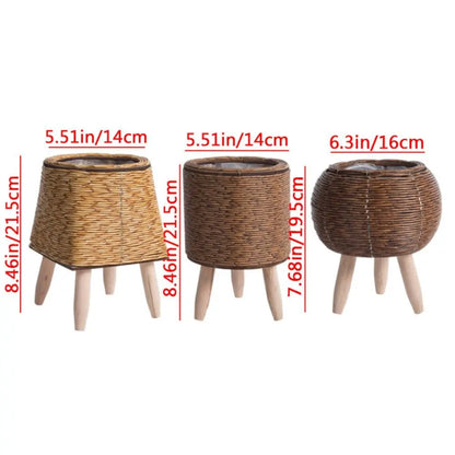 Vaso de Flores em Rattan Cilíndrico com Design Elegante e Pernas Removíveis