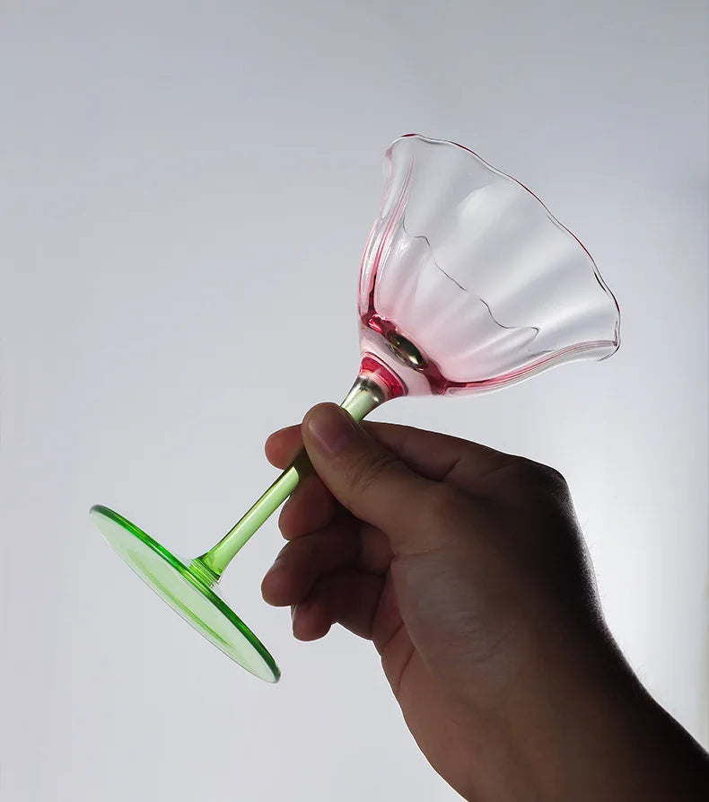 Taça de Cristal Luxo com Design Floral